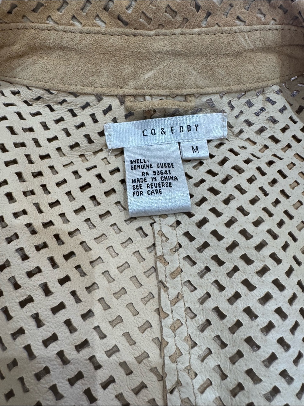 Price Drop: Co&Eddy Chamois/Camel Suede Button-Down Laser-Cut Shirt/Jacket, M View 6